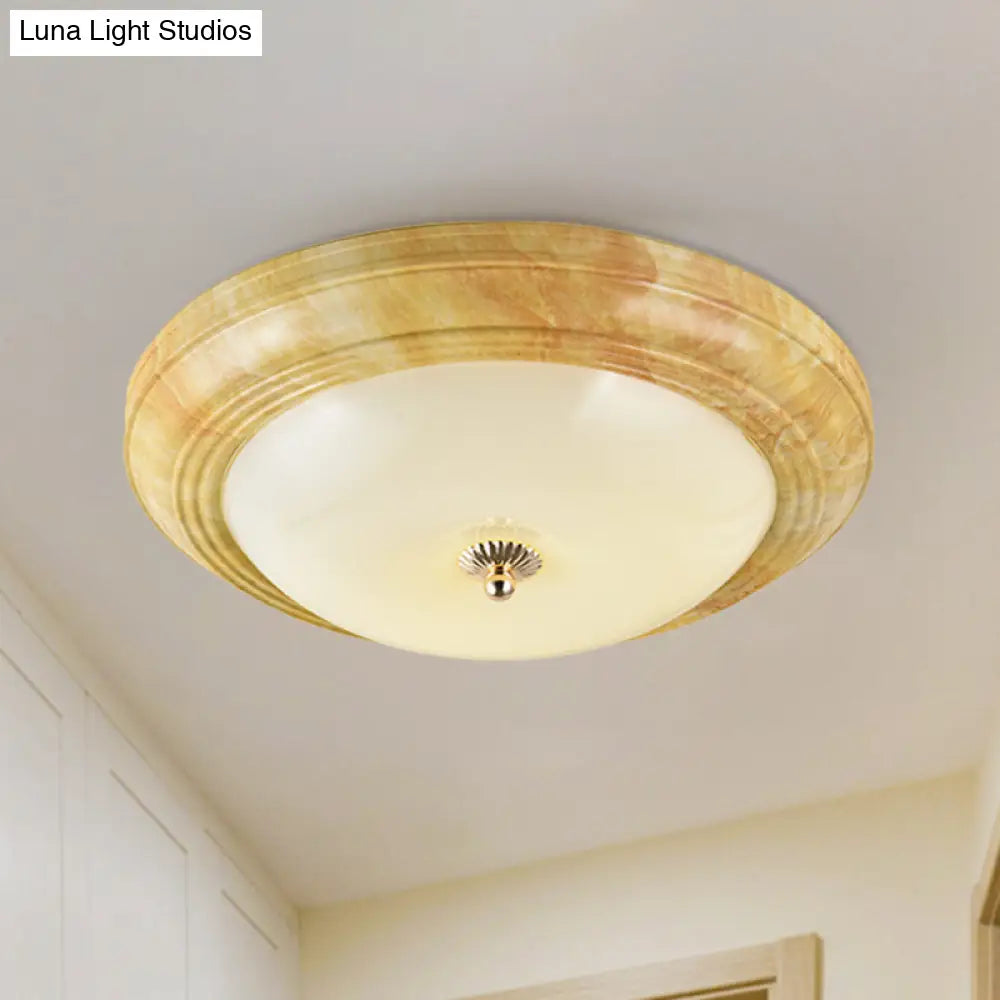 Minimalist White Glass Flush Ceiling Light Led Flushmount - Yellow 14’/16’/19.5’ Wide Foyer