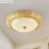 Minimalist White Glass Flush Ceiling Light Led Flushmount - Yellow 14’/16’/19.5’ Wide Foyer