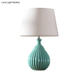 Minimalist White/Green Teardrop Night Light With Cone Fabric Shade