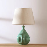 Minimalist White/Green Teardrop Night Light With Cone Fabric Shade Green