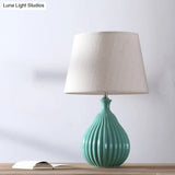 Minimalist White/Green Teardrop Night Light With Cone Fabric Shade