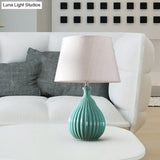 Minimalist White/Green Teardrop Night Light With Cone Fabric Shade
