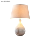 Minimalist White/Green Teardrop Night Light With Cone Fabric Shade