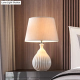 Minimalist White/Green Teardrop Night Light With Cone Fabric Shade