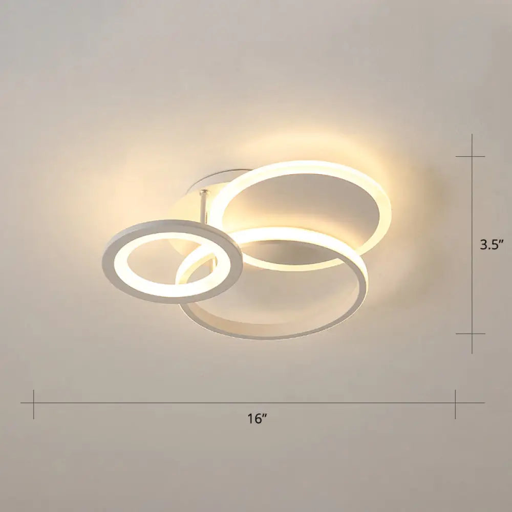 Minimalist White Halo Ring Led Ceiling Light For Bedroom - Flush Mount / 16’ Third Gear