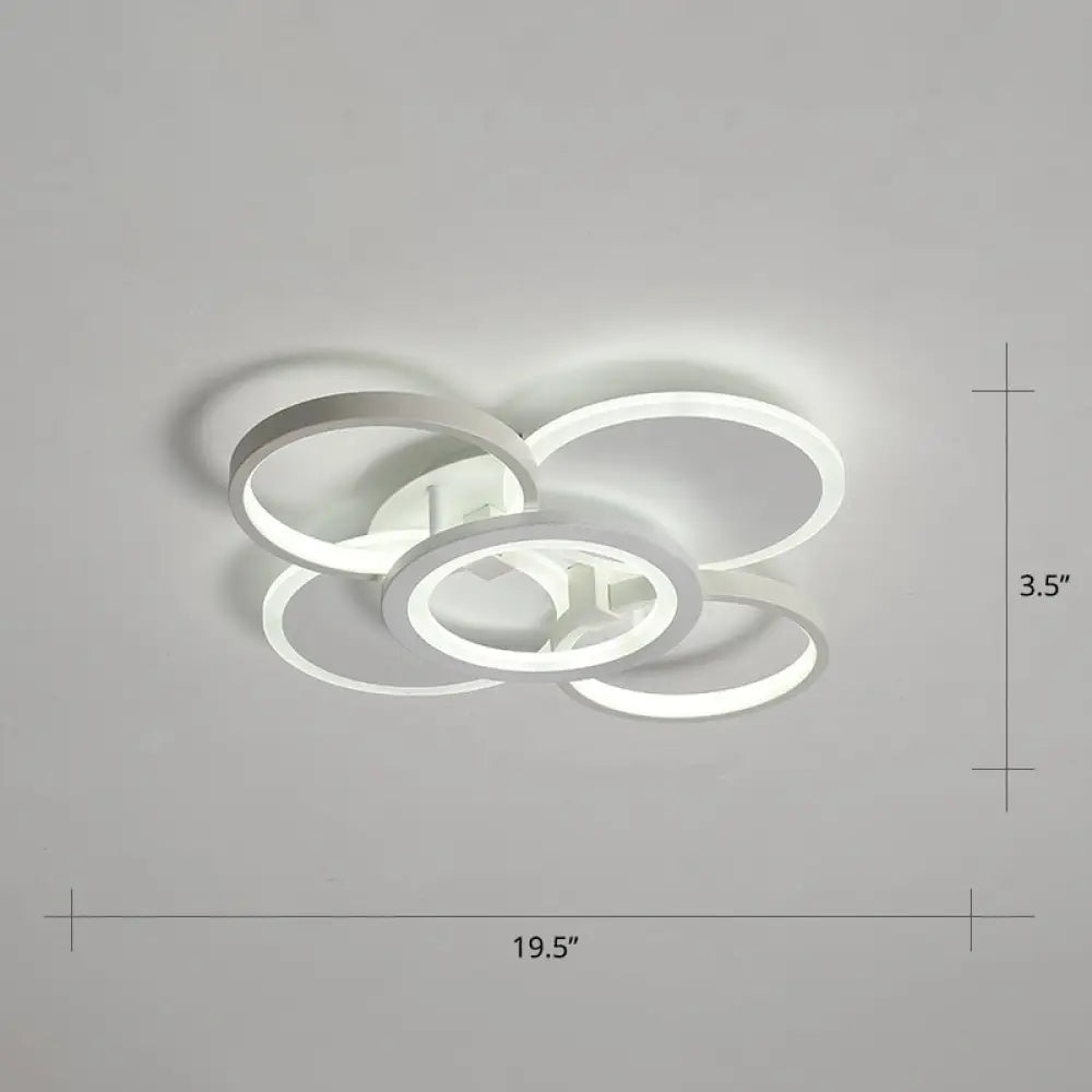 Minimalist White Halo Ring Led Ceiling Light For Bedroom - Flush Mount / 19.5’