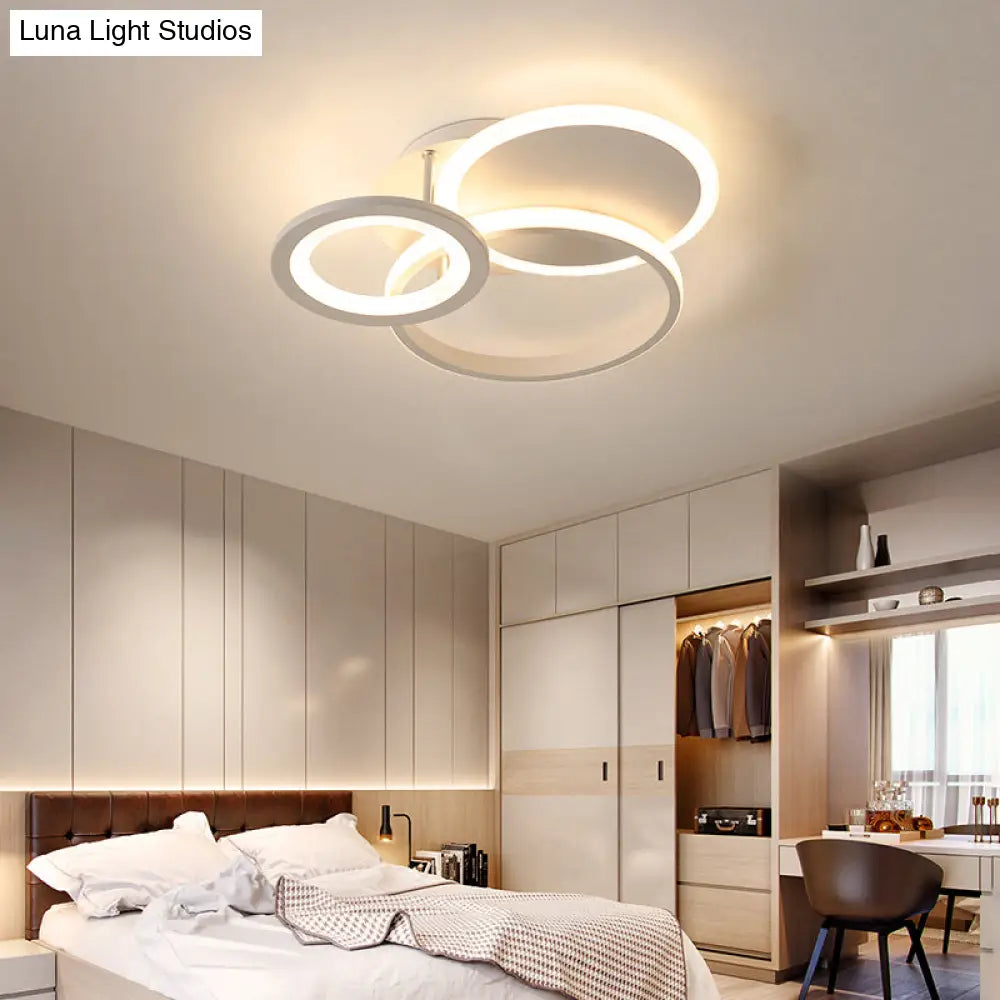 Minimalist White Halo Ring Led Ceiling Light For Bedroom - Flush Mount