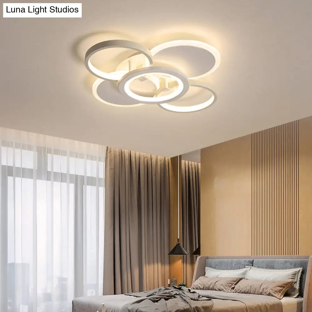 Minimalist White Halo Ring Led Ceiling Light For Bedroom - Flush Mount