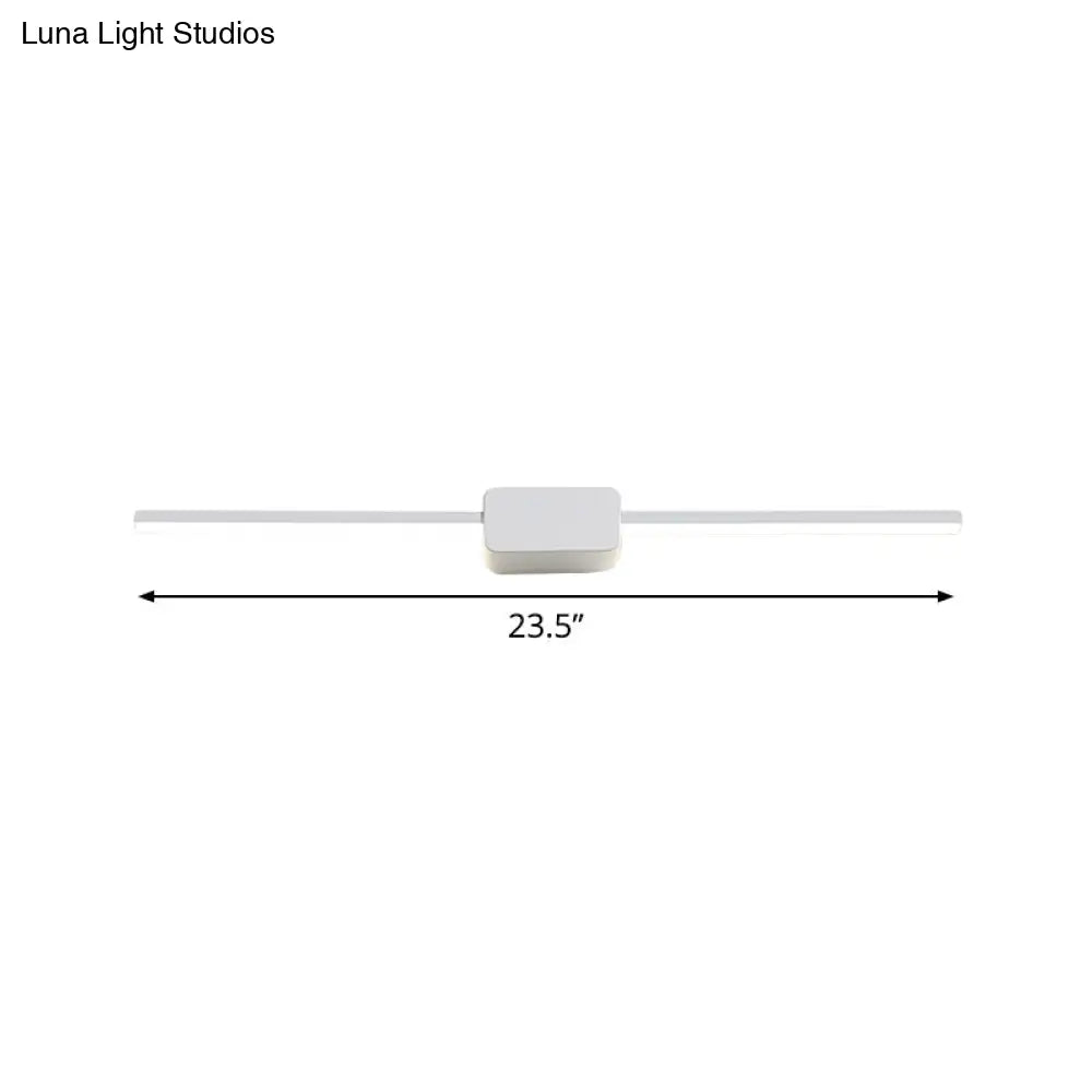 Minimalist White Iron Wall Sconce - Led Vanity Light In Warm/White 16/ 23.5/ 31.5 Inches Long