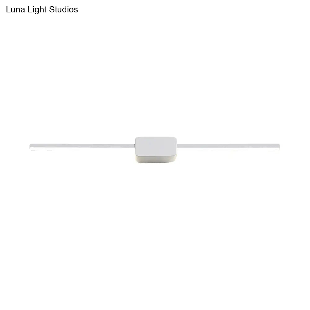 Minimalist White Iron Wall Sconce - Led Vanity Light In Warm/White 16/ 23.5/ 31.5 Inches Long