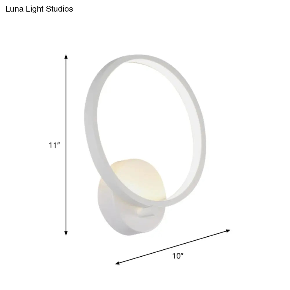Minimalist White Led Circle Sconce Light Fixture With Acrylic Wall Mount - Warm/White For Corridor