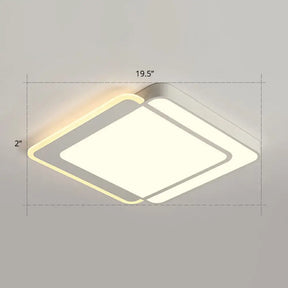 Minimalist White Led Flush Mount Ceiling Light With Acrylic Diffuser / 19.5’ Warm