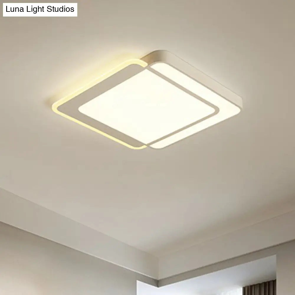 Minimalist White Led Flush Mount Ceiling Light With Acrylic Diffuser