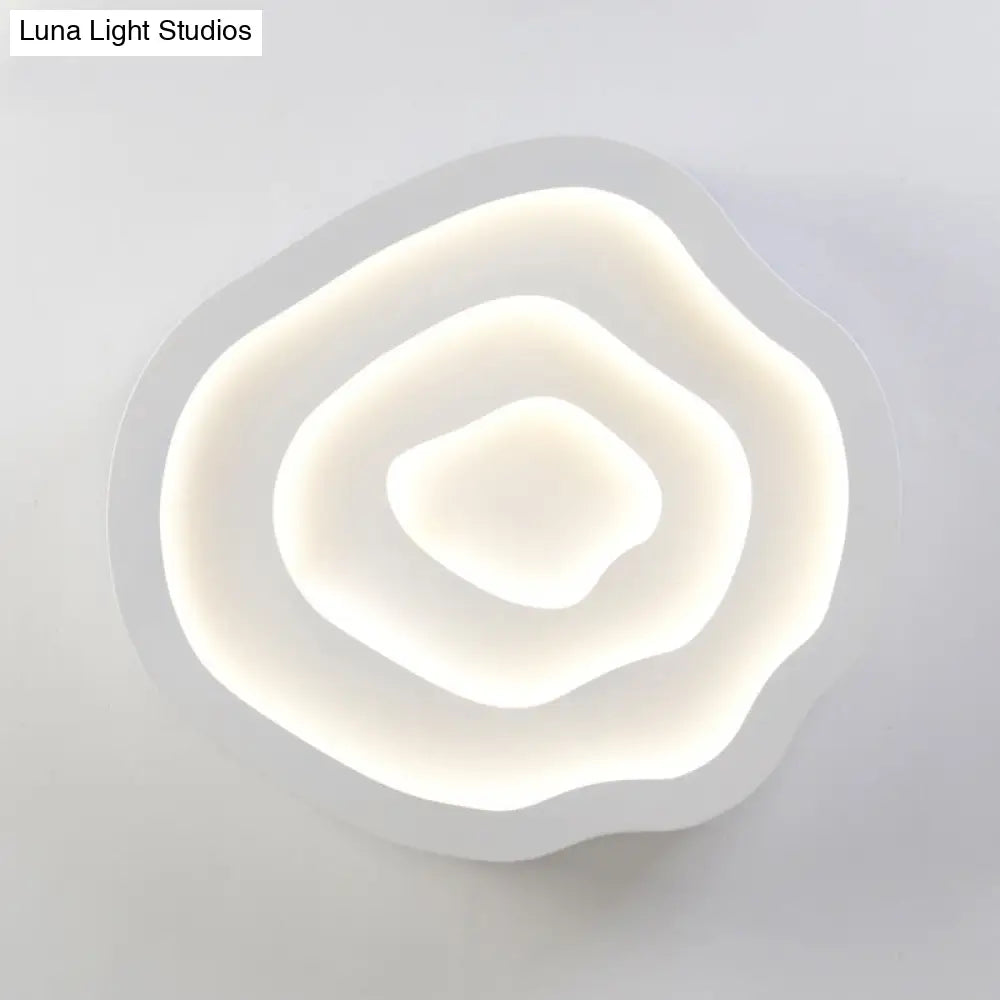 Minimalist White Led Flush Mount Lamp - 21’/25’ Wide Tree - Ring Ceiling Light With 3 Color Options
