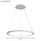 Minimalist White Led Pendant Lamp: Acrylic Kitchen Chandelier Circular Design Multiple Sizes