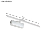Minimalist White Metal Led Vanity Light Fixture: Wall Mounted Rectangle Lamp For Bathroom In