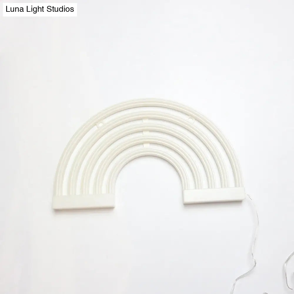 Minimalist White Rainbow Led Table Light With Usb Charging - Rubber Neon Wall Lighting