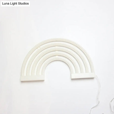 Minimalist White Rainbow Led Table Light With Usb Charging - Rubber Neon Wall Lighting