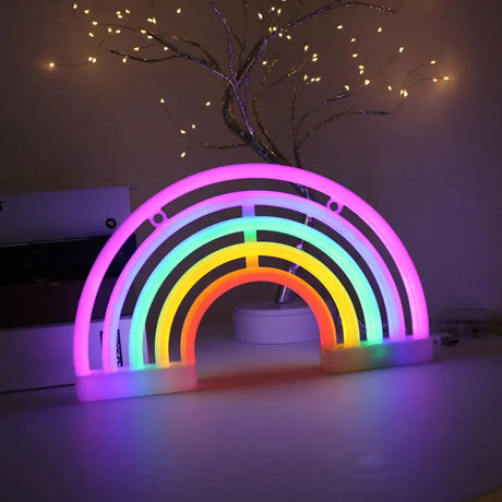 Minimalist White Rainbow Led Table Light With Usb Charging - Rubber Neon Wall Lighting /