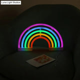 Minimalist White Rainbow Led Table Light With Usb Charging - Rubber Neon Wall Lighting