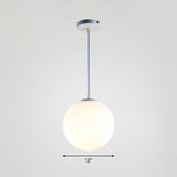 Minimalist White Sphere Opal Glass Ceiling Lamp For Single Restaurant / 12’