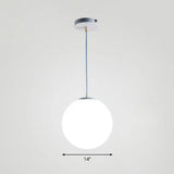 Minimalist White Sphere Opal Glass Ceiling Lamp For Single Restaurant / 14’