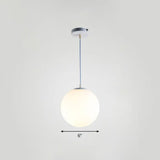 Minimalist White Sphere Opal Glass Ceiling Lamp For Single Restaurant / 6’