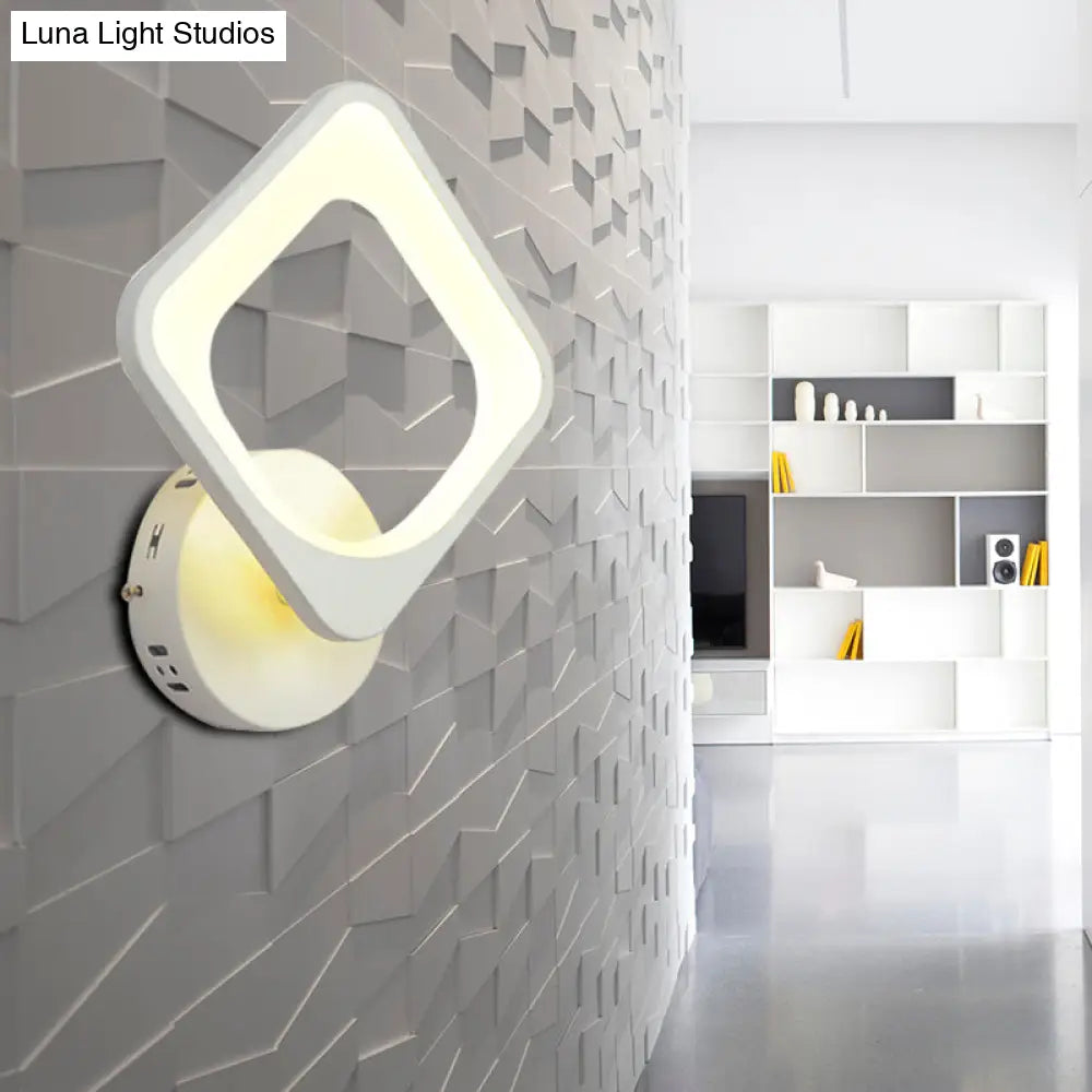 Minimalist White Square Wall Light: Acrylic Sconce Led Lighting For Stair Corridor