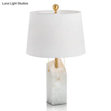 Minimalist White Table Lamp With Mica Base Single-Bulb Design And Pull Chain