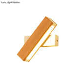 Minimalist Wood Bedside Wall Lamp - Rotating Rectangle Design Led 8.5/12 Width