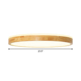 Minimalist Wood Circular Flush Mount Ceiling Light Fixture - Led With Beige Shade 12/15/19 Width