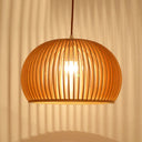 Minimalist Wood Hemisphere Pendant Ceiling Lamp Single-Bulb Beige Hang Light 14’/18’ Width / 14’