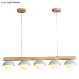 Minimalist Wood Island Pendant - Grey Dome-Shaped Hanging Light