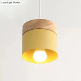 Minimalist Wood Pendant Light Fixture With Cylindrical Metal Lamp Design - Perfect For Table