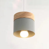 Minimalist Wood Pendant Light Fixture With Cylindrical Metal Lamp Design - Perfect For Table Khaki