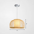 Minimalist Wood Pendant Light With Bamboo Shade - Restaurant Hanging Lighting / 14