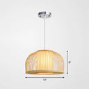 Minimalist Wood Pendant Light With Bamboo Shade - Restaurant Hanging Lighting / 14