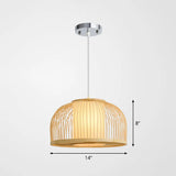 Minimalist Wood Pendant Light With Bamboo Shade - Restaurant Hanging Lighting / 14