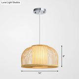 Minimalist Wood Pendant Light With Bamboo Shade - Restaurant Hanging Lighting