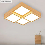 Minimalist Wooden Led Flush Mount Ceiling Light For Living Room - Check Fixture
