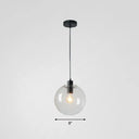 Minimalistic 1-Light Black Pendant Light Fixture - Clear Glass Globe Design For Restaurants / 8’ A