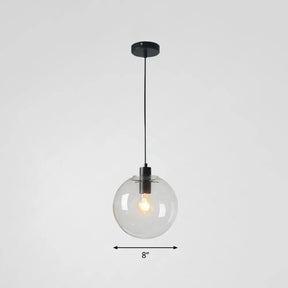 Minimalistic 1-Light Black Pendant Light Fixture - Clear Glass Globe Design For Restaurants / 8’ A