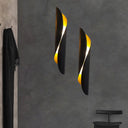 Minimalistic 2-Head Flush Mount Sconce - Black/White Metallic Wall Mounted Lighting Black