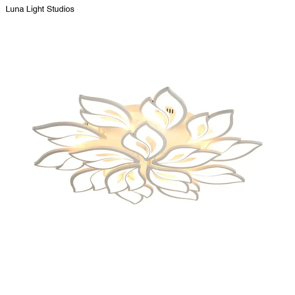 Minimalistic Acrylic Floral Flush Lamp With Led In Warm/White Light For Drawing Room Ceiling