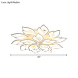 Minimalistic Acrylic Floral Flush Lamp With Led In Warm/White Light For Drawing Room Ceiling