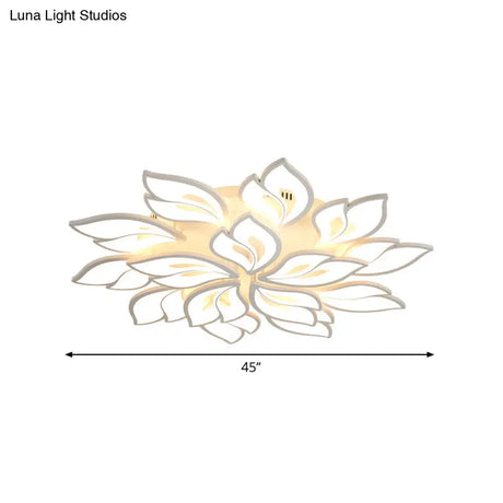 Minimalistic Acrylic Floral Flush Lamp With Led In Warm/White Light For Drawing Room Ceiling