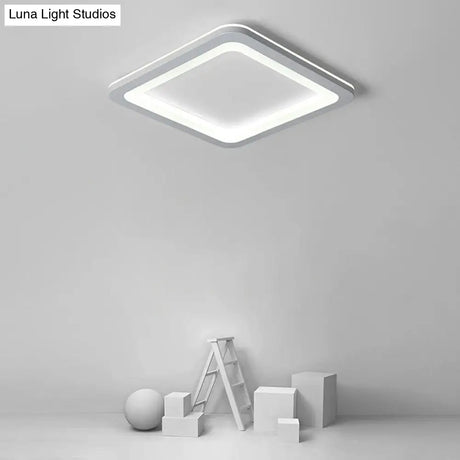 Minimalistic Acrylic Led Ceiling Light: White Square Ultrathin Flush Mount Lamp For Bedroom
