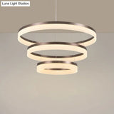 Minimalistic Acrylic Led Pendant Light Kit - Circle Chandelier In Brown For Bedroom Choose 1 To 3