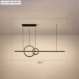 Minimalistic Acrylic Led Suspension Light For Dining Room - Linear And Ring Island Lamp In Black