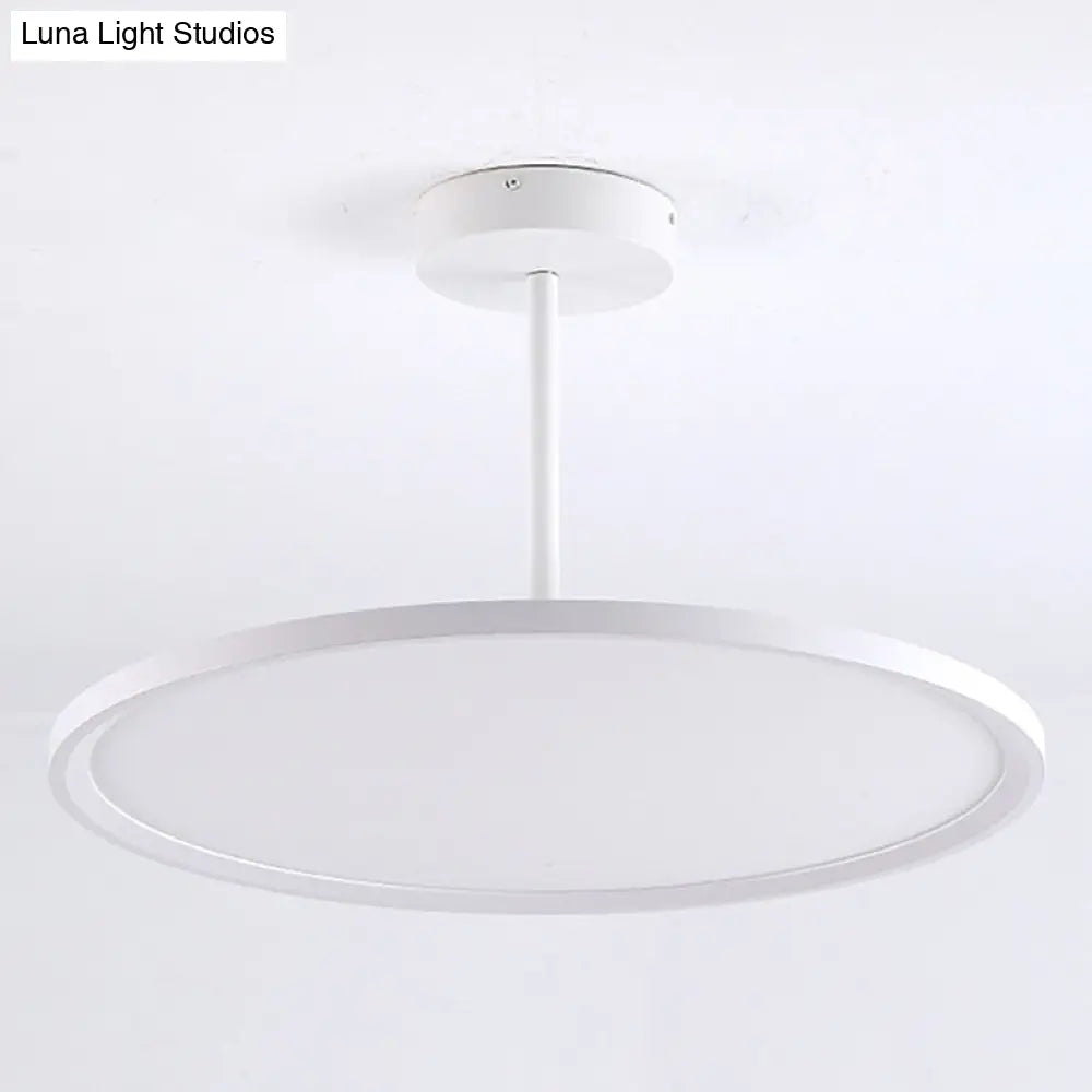 Minimalistic Acrylic Pendant Led Ceiling Light With Hanging Rod – Flat Shade Diner Lighting